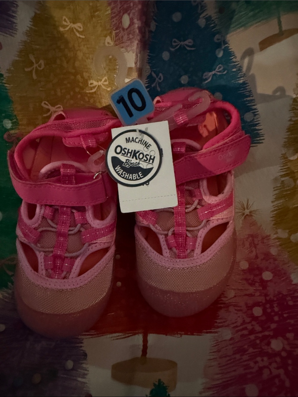 OshKosh B'gosh Girls' Bright Pink Hook-and-Loop Sandals